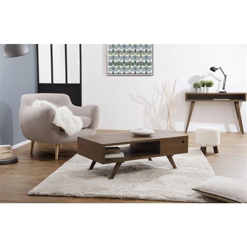 Table basse bois 1 tiroir double