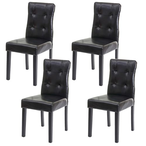 4x chaise de salle à manger MENDLER HWC-E58, fauteuil similicuir noir, pieds foncés