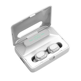 Écouteur Bluetooth Sans fil Affichage numérique à trois LED In-ear Sport -blanc - 1