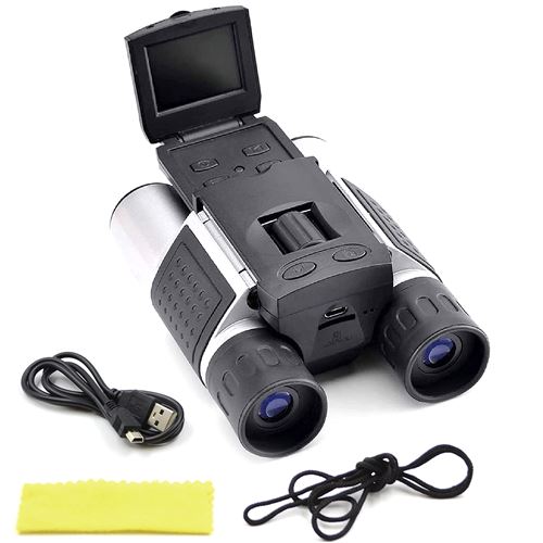 Jumelles Camera Numerique - Grand Ecran HD - Photos et Videos - Grossissement x10 - Avec Bandouilliere - Lingette Microfibre et Câble USB