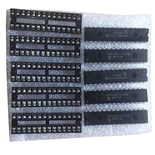 Laqiya 5 pcs Mcp23017-e/SP 16 I/O Expander avec Dip28 I2 C Compatible avec Arduino