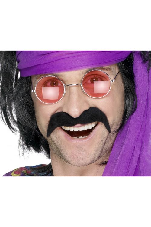 Moustaches 80's noires auto adhesives