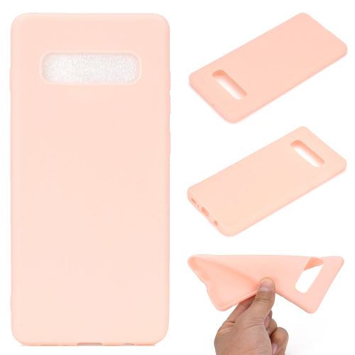 Coque en TPU gel mat doux rose pour votre Samsung Galaxy S10