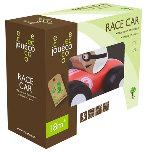 Joueco - Voiture de course en bois en boîte 3 assorties