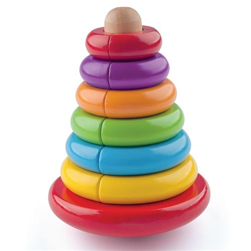 WOODY PAM Pyramide anneaux magnétiques empilables tour Montessori