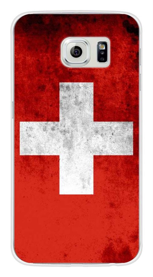 Coque en silicone imprimée compatible Samsung Galaxy S6 Drapeau Suisse