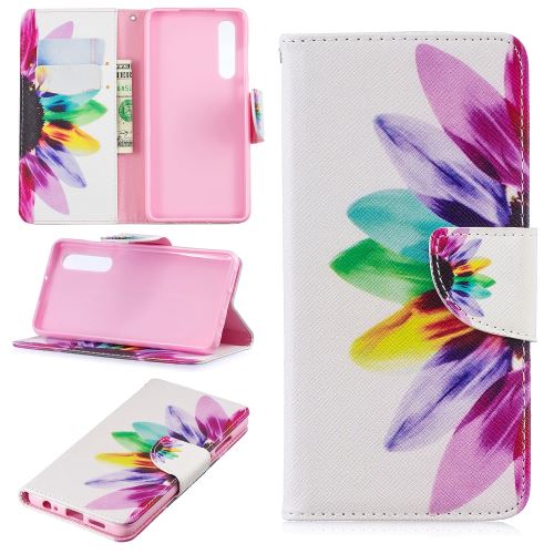 Etui en PU feuille de papier pour l'impression de motifs motif de pétales pour votre Huawei P30
