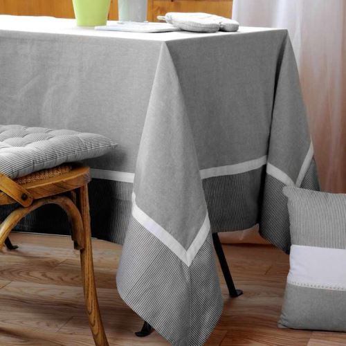 Nappe en coton Angèle grise 150 x 150 cm