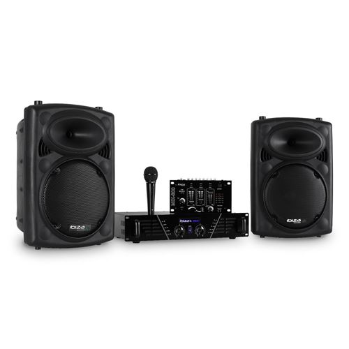Kit sonorisation - 2 Enceintes 12 480W + Ampli + Table de mixage - Ibiza Sound DJ300MKII