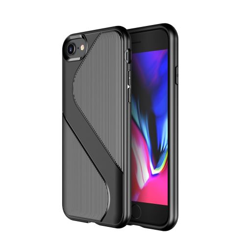 Coque en TPU anti-chute en forme de s noir pour votre Apple iPhone 8/7 4.7 pouces