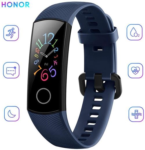 Bracelet Connectée HONOR Band 5 pour Femme Homme Avec 5ATM Imperméable À l'eau pour Android iOS- Bleu