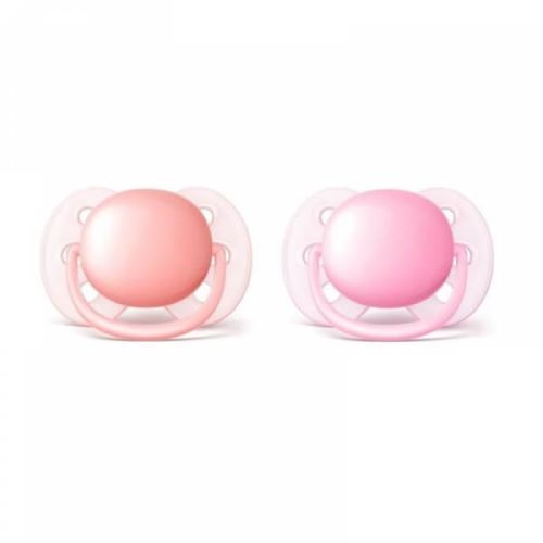 2 sucettes ultra douce 0-6 mois fille - philips avent