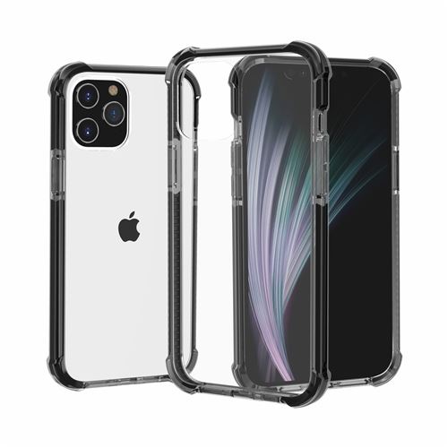 Coque en TPU hybride anti-chute à coussin d'air noir/gris pour votre Apple iPhone 12 Pro Max 6.7 pouces