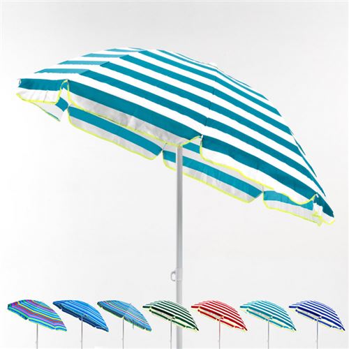 Beachline - Parasol de plage 200 cm portable coton Taormina, Couleur: Motif la Mer 6