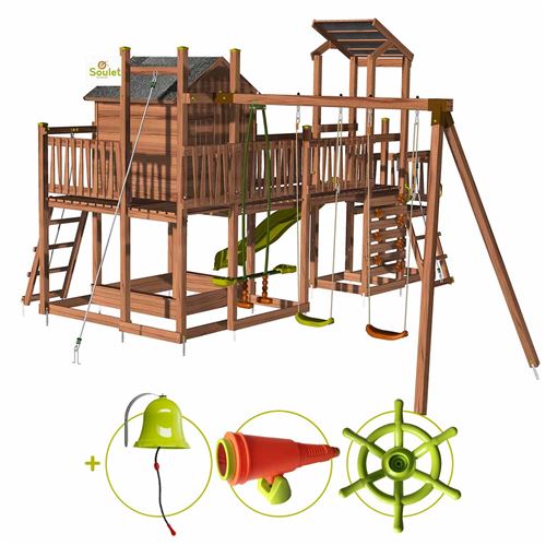 Aire de jeux pour enfant maisonnette avec mur d'escalade et corde à grimper - COTTAGE CRAZY son kit d'accessoire BATEAU