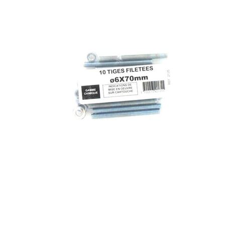 Pack de 10 Tiges Filetées M6 BATIFIX diamètre 6 x 70mm