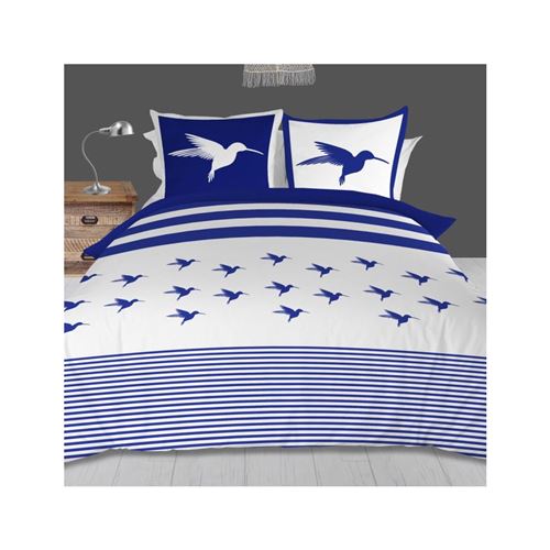 Parure housse de couette 240X220 cm COLIBRI bleu