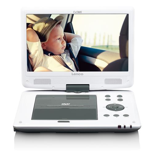 Lecteur DVD portable 10 avec récepteur DVB T2 HD Lenco DVP-1063WH Blanc-Gris