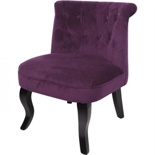 Lizy fauteuil crapaud en bois pin massif - velours aubergine - classique - l 56 x p 63 cm