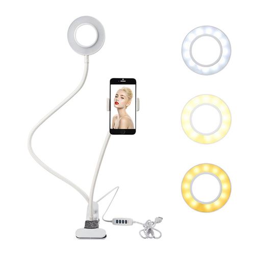 Anneau de lumière de selfie pour téléphone mobile tricolore avec 28LED Blanc