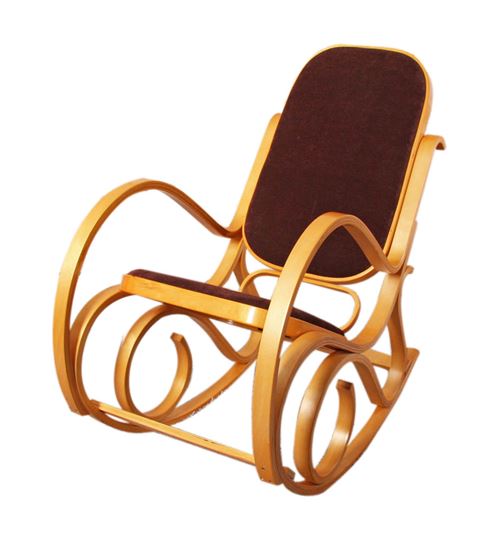 Rocking-chair fauteuil à bascule M41, imitation chêne, tissu marron