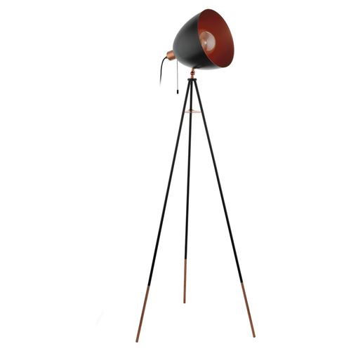 Lampadaire trépied en métal noir et cuivré hauteur 135.5 cm Chester noir noir