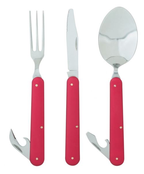Ferrino set de couverts Cutlery Clip 15 cm argent/rouge 3 pièces