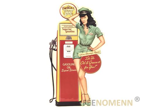plaque métal déco vintage - effet relief - station service gas and oil (30x40cm)