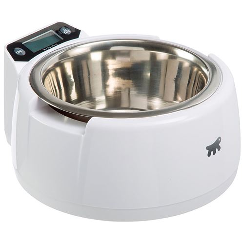Comparer les prix de Ecuelle avec balance integrée pour chiens et chats OPTIMA, écuelle en acier inox 0,85 l, display LCD, anti-dérapante