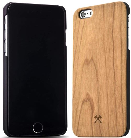 Woodcessories - Coque, Housse Compatible avec iPhone 6 Plus, 6s Plus en Bois véritable, EcoCase Classic (Bambou/Noir)
