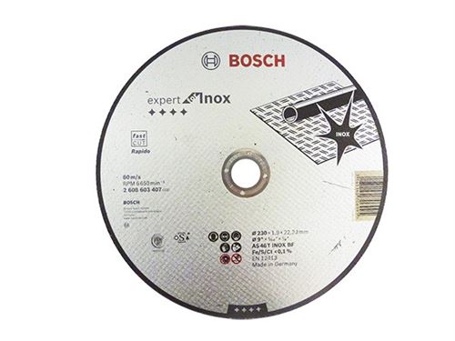 Abrasif pour Ponceuse Bosch Disque Expert A Tronçonner A Moyeu Plat Spécial Inox - 230X1,9 Mm