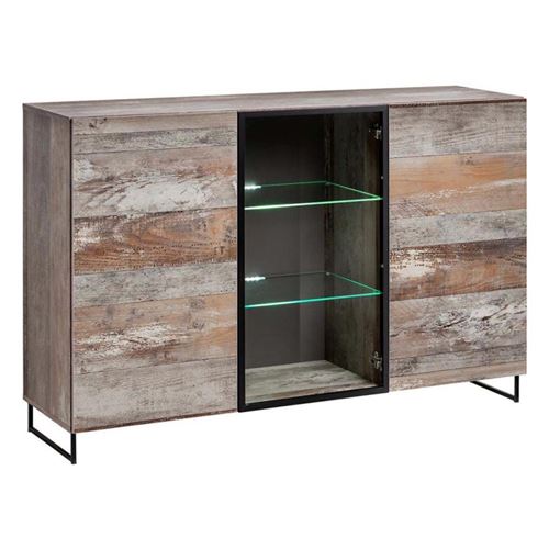 Paris Prix - Bahut Design 2 Portes plank 150cm Naturel