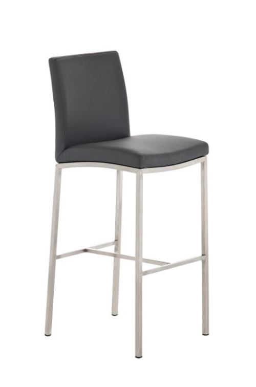 Tabouret de bar Freeport en Similicuir - Chaise haute avec Repose-pieds - Piètement Métal - Couleur Gris