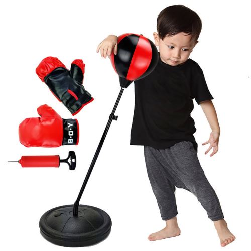 Sac de frappe Giantex punching ball pour enfants sur pied, avec gantset  pompe à main gonflable réglable, en hauteur 90-130CM, pour Âgés de 5 ans