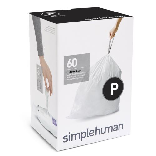 simplehuman Code P Sacs Poubelle Sur Mesure 3 Paquets x 20 (60 Sacs) Blanc