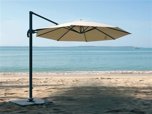 Parasol ronde en aluminium et toile polyester avec pied en croix - Tobago Éco - Ø 3 x 2,66 m - Jardiline