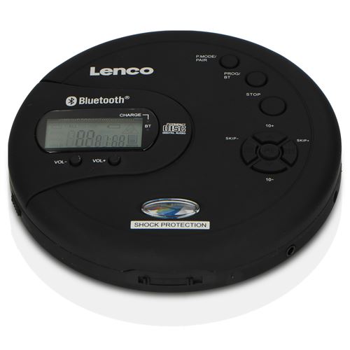 Lecteur CD/MP3 Bluetooth® portable avec protection antichoc Lenco CD-300BK Noir