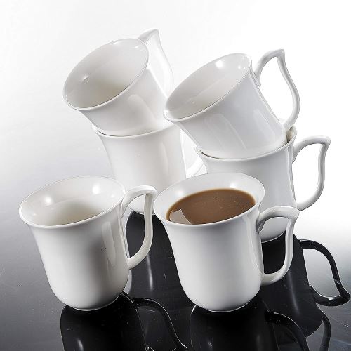 MALACASA, Série Amparo, 18pcs Mugs Porcelaine, Tasse à Thé, Tasse à Café Capuccino 380ml pour 18 Personnes