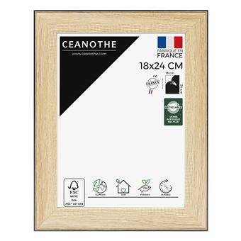 Cadre photo Newton bois noir 18x24 cm, en résine recyclée, verre acrylique incassable recyclé - Fabriqué en France