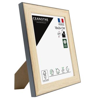 Cadre photo Newton bois noir 18x24 cm, en résine recyclée, verre acrylique incassable recyclé - Fabriqué en France