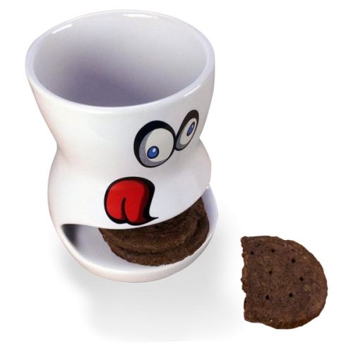 Tasse à compartiment range-biscuits mug en forme de bouche violet