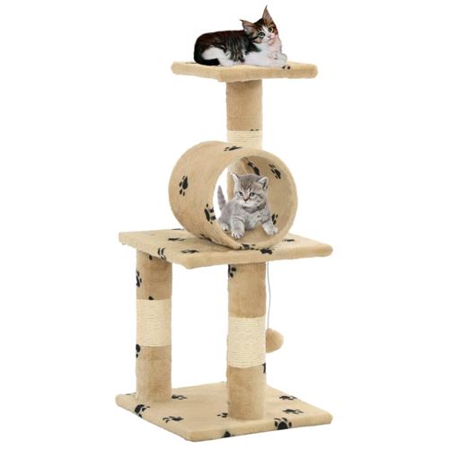 Comparer les prix de vidaXL Arbre à chat avec griffoir en sisal 65 cm Beige Motif de pattes