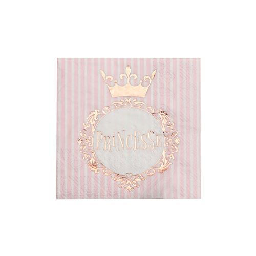 20 serviettes couronne princesse 25cm or rose - Coloris : Rose000724500000020