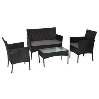 Fin De Serie Salon De Jardin Resine 110 Sur Salon De Jardin Cordoue En Resine Tressee Noire 4 Places Coussins Gris Mobilier De Jardin Achat Prix Fnac