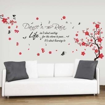 Walplus Grand Autocollant Mural Fleurs Cerisier Papillon Citation Dance Rain