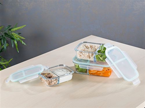 Boîtes de conservation en verre à 2 compartiments - x3 - Pot conservation  bébé - Achat & prix