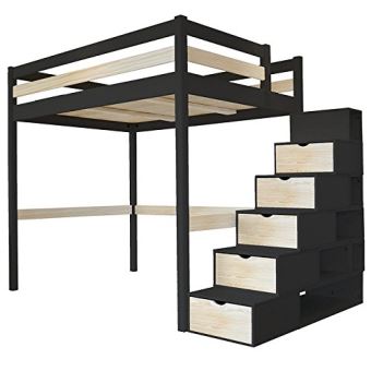 Abc Meubles Lit Mezzanine Sylvia Avec Escalier Cube Bois Cube