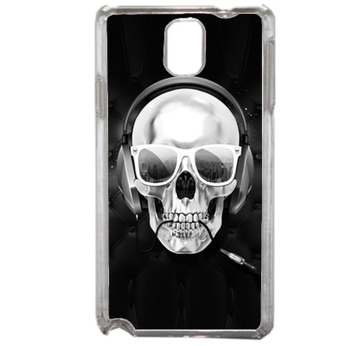Coque Tete De Mort Swag Casque De Musique Compatible Samsung Galaxy Note3 Transparent