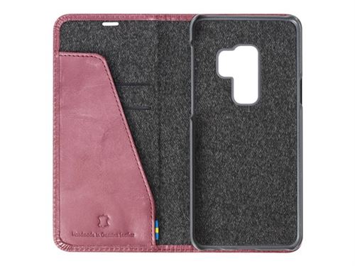 Krusell Sunne 2 Card FolioWallet - Protection à rabat pour téléphone portable - tissu, cuir vieilli - rouge rustique - pour Samsung Galaxy S9+