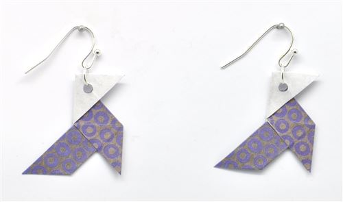 Boucles d'oreille papier origami cocotte violet - the cocotte